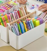 Vidifor Large Portable Caddy Tote with Handle, Plastic Craft Storage Organizer Basket with Adjust...