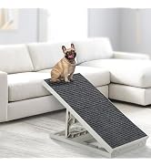 Indoor Pet Ramp for Small Medium Dogs and Cats,Collapsible, Adjustable Height, Non-Slip Carpet Do...
