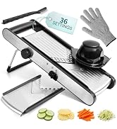Gramercy Mandoline Slicer for Kitchen, Adjustable V-Blade, 36 Slice Options | Make Even Cuts with...