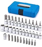 MIXPOWER 3/8" Drive Torx Bit Socket and E-Torx (Star) Socket Set 34 Pieces, Female E-TORX Star So...