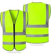 CHGANG Safety Vest, Reflective Hi Vis Vest with Zipper, High Visibility vest for Construction, Tr...