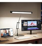 LED Desk Lamp, 10W Eye-Caring Task Light for Home Office, Metal Build with Frosted Texture & Stab...