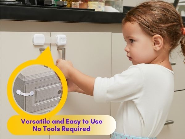Child Safety Strap Locks Baby Locks for Cabinets and Drawers, Toilet, Fridge 3M Adhesive