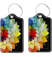 Luggage Tags for Suitcases, 2 Pack Cute PU Leather Suitcase Tag Identifiers TSA Approved with Sta...