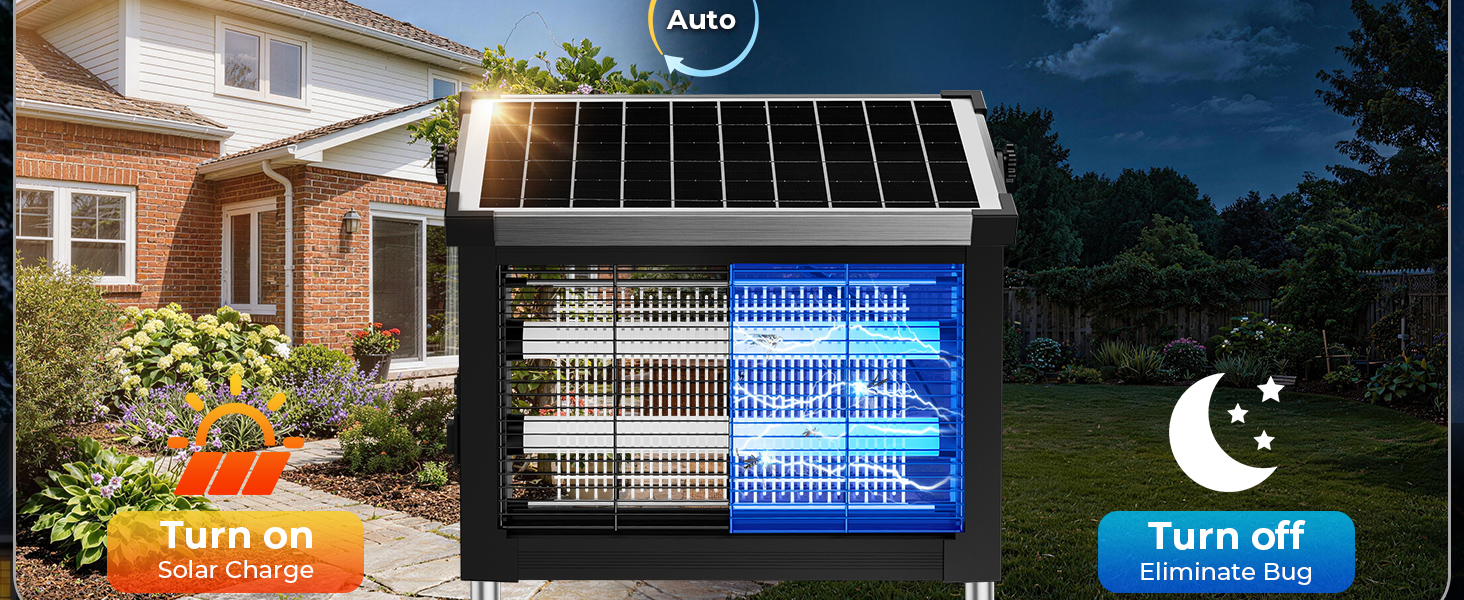 solar bug zapper outdoor with auto sensor