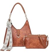 Large Shoulder Bag for Women 2PCS with Small Leather Crossbody Bags Wallet Adjustable Straps for ...