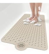 OTHWAY Bath Mat for Tub Non Slip: 39" X 17" Long Bathtub Mat with Hair Catcher¦Big Drain Holes Sh...