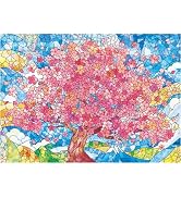 HIBINO 1000 Piece Jigsaw Puzzle for Adults | Japanese Sakura Stained Glass Design | Lettered Back...