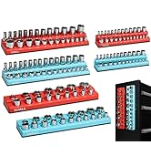 SHALL Magnetic Socket Organizer Set, 6-Piece SAE & Metric Socket Holder Set Includes 1/4", 3/8", ...