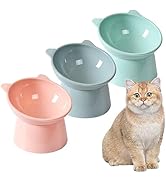 3 Pack Raised Cat Bowls, Cat Anti Vomit Food Bowl, Cat Bowls Elevated Tilted, Stress Free Cat Dog...