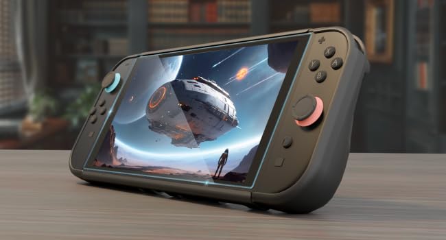 Case-friendly Nintendo Switch 2 tempered glass protector works seamlessly with most Switch 2 cases.
