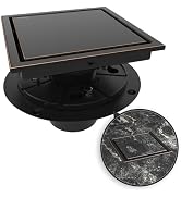 WEBANG 6 Inch Shower Square Drain Bronze Floor Drain with Flange Reversible 2-in-1 Cover Tile Ins...