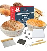 Bread Proofing Basket Set of 2 - Round 9" & Oval 8" Sourdough Bread Baking Supplies w/Linen Liner...