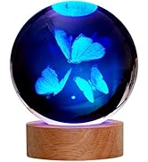 JANARARY Large 3D Butterfly Lamp, Crystal Butterfly Night Light 16 Color Changing with Remote Con...