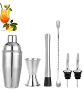 Cocktail Shaker Set, 6-Piece Stainless Steel Bar Kit with Mixing Spoon and Muddler, Drink Mixing ...