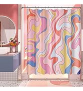 AmazerBath Shower Curtain, Abstract Pink Cloth Shower Curtain Sets with 12 Shower Curtain Hooks, ...