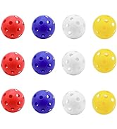 12-Pack Airflow Hollow Plastic Practice Golf Balls, Limited Flight Plastic Golf Training Balls fo...