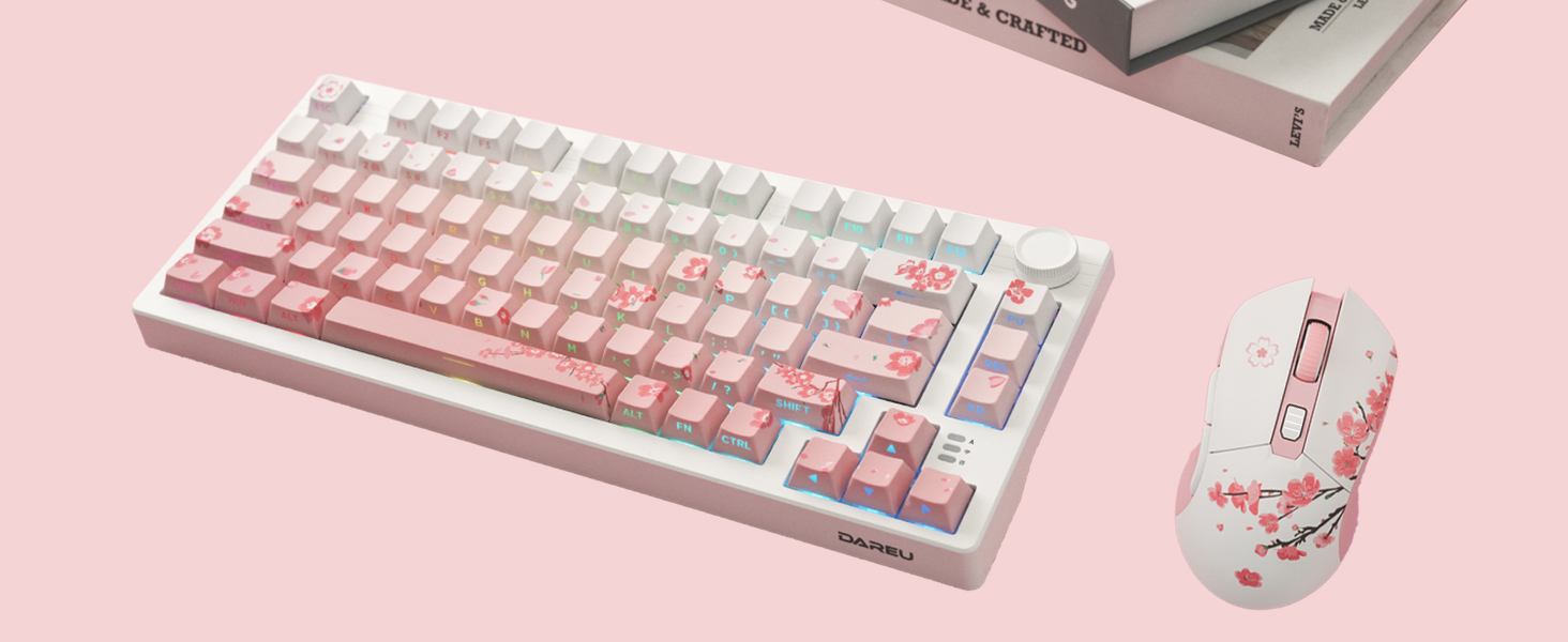 pink keyboard and mouse combe