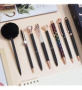 WEMATE 8 Pcs Ballpoint Pens Set Metal Crystal Diamond Pen Glitter Pen for Journaling Black & Blue...