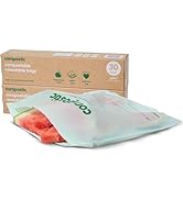Compostic Home Compostable Resealable Gallon Bags (10.5"x10.5"), Microwave & Freezer Safe, Organi...