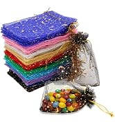 AILUHONG 100Pcs 5x7 Inch Organza Gift Bags 10 Colors Drawstring Mesh Bag for Jewelry Wedding Favo...