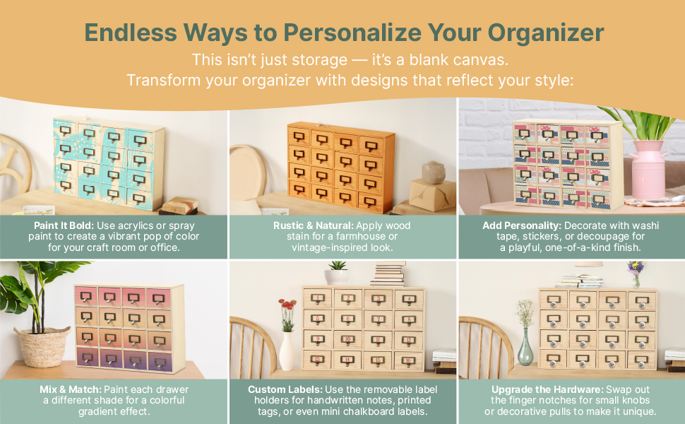 DIY Wooden Desk Organizer with 16 Drawers