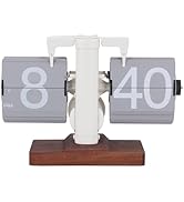 Flip Desk Clock, 12 Hours Single Sided Retro Flip Down Clock, Battery Powered Gear Operated Clock...