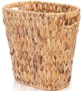 Pumtus Wicker Waste Basket, Handwoven Trash Can with Built-in Handles, Water Hyacinth Waste Bin, ...