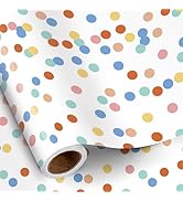 RUSPEPA Watercolor Dot Wrapping Paper Roll for Girls, Mini Roll, Pastel Dots Pattern, Adorable Gi...