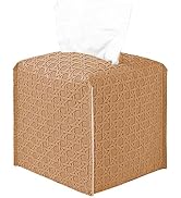 Tissue Box Cover, Leather Tissue Box Holder, Square Tissue Holders for Bathroom, 5"x5"x5" (Desert...