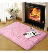 qulint Pink Rugs for Bedroom Girls, 2x3 Fluffy Area Rugs for Living Room Soft Shag Fuzzy Small Ca...