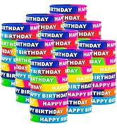 ARTLYMERS Happy Birthday Rubber Bracelets, Colored Silicone Stretch Wristbands for Birthday Party...