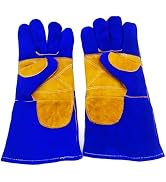 Cxqunzon Leather MIG Welding Gloves - Heat Fire Resistant for Welding/Grilling/BBQ/Fireplace(Blac...
