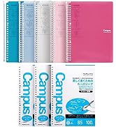 Kokuyo Campus Smart Ring Binder, Up to 60 Sheets, B5, 26 Holes, Total 5-Color & 300 Sheets Paper ...