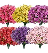 InnoGear Artificial Flowers for Outdoors, 12 Bundles UV Resistant Fake Silk Flowers for Outside F...