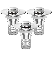 Sink Stopper Hair Catcher, Pop-up Sink Drain Strainer with Removable Stainless Steel Strainer Bas...