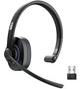 Middle Rabbit TK01 Wireless Headset with Mic for Work (Teams Certified) USB Dongle Trucker Blueto...