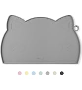 Coomazy Cat Food Mat, Thicker Dog Mat for Food and Water, Non-Slip Waterproof Silicone Mat for Fl...