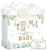 Yusenguan 16.5" Extra Large Baby Boy Girl Gift Bag Set with Tissue Paper, Greeting Card and Handl...
