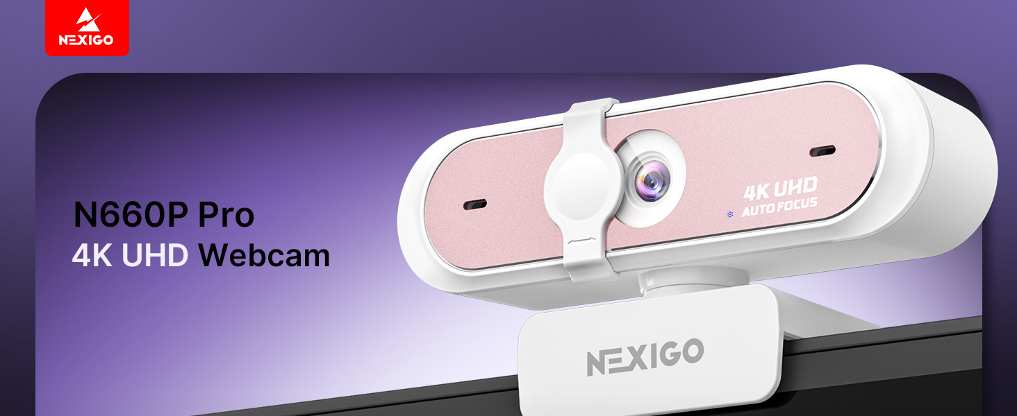 The N660P Pro 4K UHD webcam is mounted on a desktop computer.