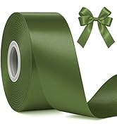 Fullive Army Green Christmas Ribbon, 1 1/2 Inch 30 Yards Ribbons for Crafts, Polyester Satin Ribb...