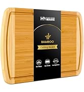 Large Wooden Cutting Board for Kitchen Meal Prep & Serving - Bamboo Cutting Boards with Juice Gro...