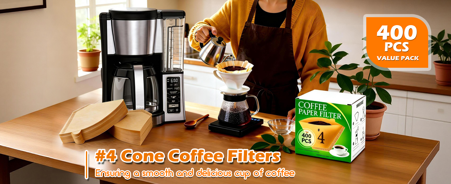 coffee filters 4 cone paper unbleached