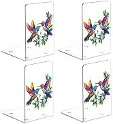 ENCIMART Acrylic Bookends for Shelves Decorative, 4 Pieces Clear Book Ends for Heavy Duty Book an...