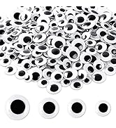 UPINS 300 Pcs Round Plastic Black Googly Wiggle Eyes Self-Adhesive Large Size 15mm 18mm 20mm 25mm