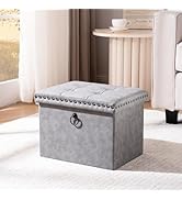 oakvivo Storage Ottoman Cube 16x12x12inches, Small Faux Leather Tuffed Foot Rest Stool with Rivet...