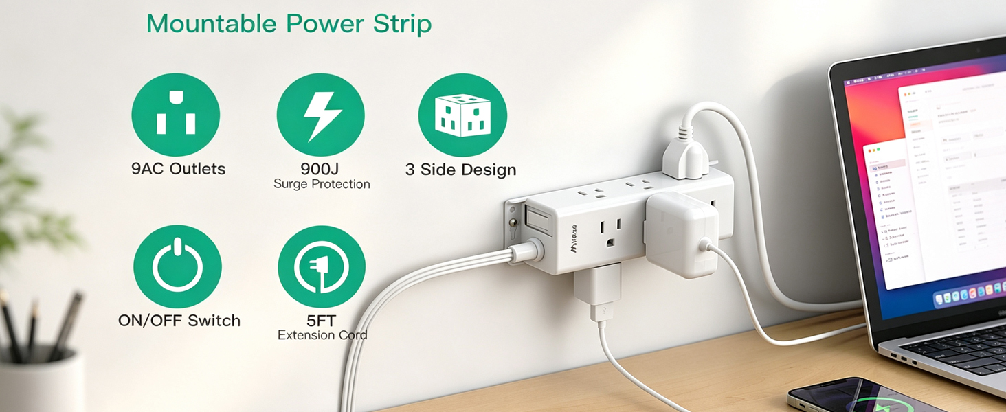 mountable extension cord