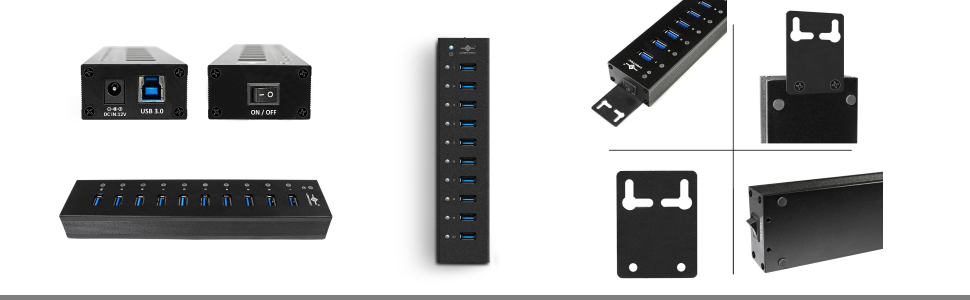 10-Port, USB 3.0, Aluminum, Data/Charging, BC 1.2, 1.5A, 60W, wall/desk/DIN mount, EnergyEfficiency6
