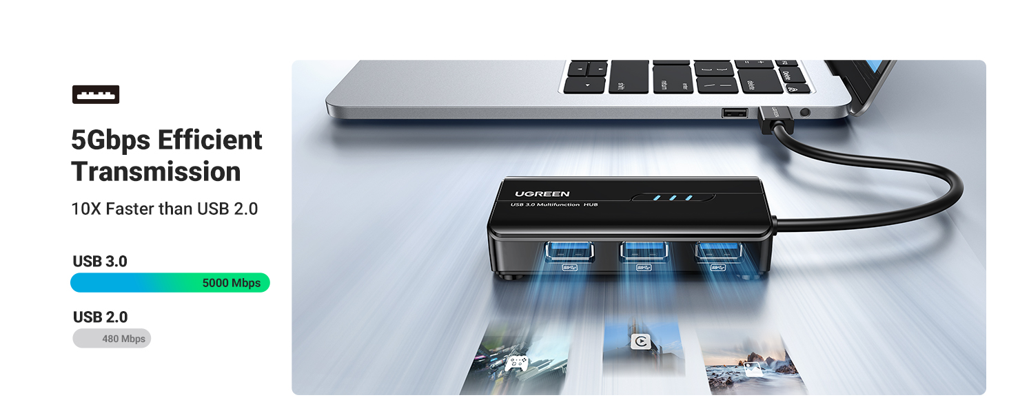 USB 3.0 Hub Ethernet Adapter 10 100 1000 Gigabit