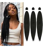 WacanDan Natural Black Braiding Hair Pre stretched 16 Inch 3 Packs, Professional Soft Yaki Textur...